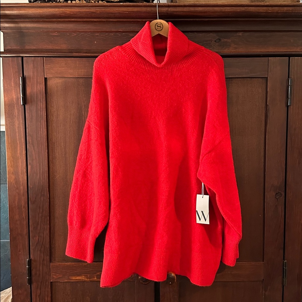 Worthington Oversized Red Turtleneck Sweater